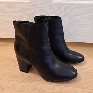 Rizzoli Black Genuine Leather Going Out Dressy Block Heel Ankle Boots Size 8.5M